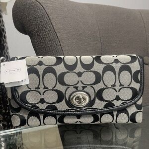 Coach Black and White Clutch